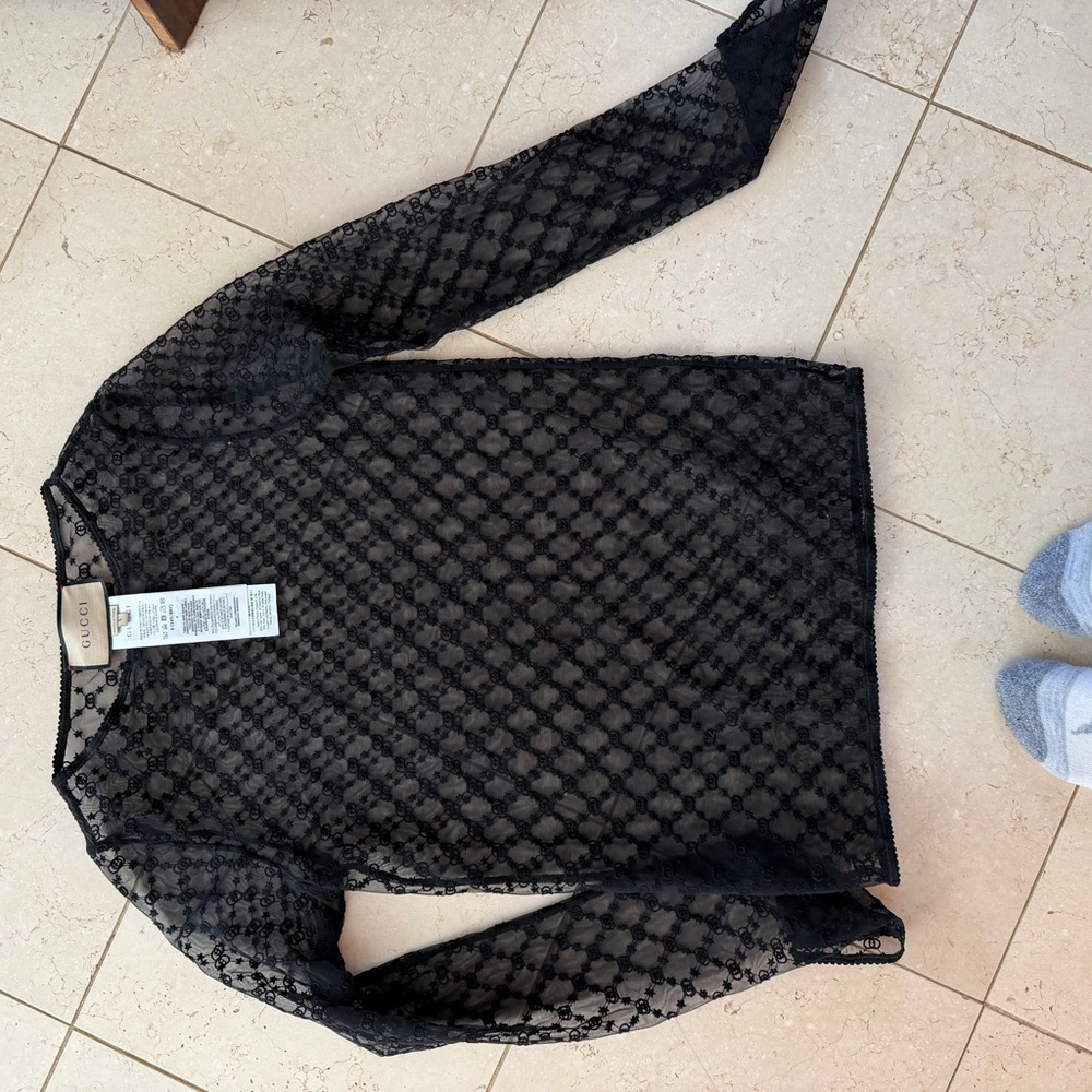 Gucci Sheer Black Lace Top